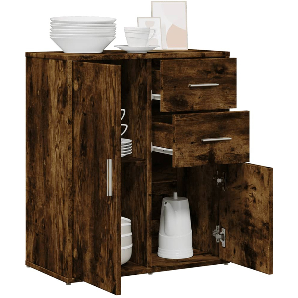 vidaXL 2 Door 2 Drawer Smoked Oak Sideboard Image 4