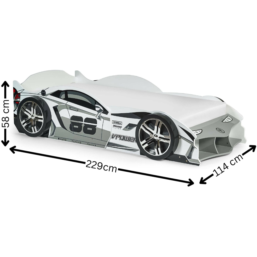 Julian Bowen Storm Single White and Grey High Gloss Race Car Bed Image 9