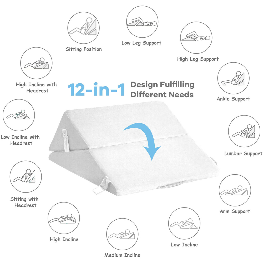 Costway White Bed Wedge Pillow with Headrest Image 7