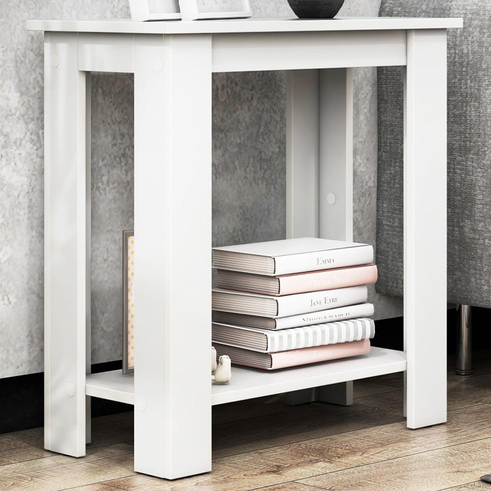 Costway Single Shelf White Side Table Image 1