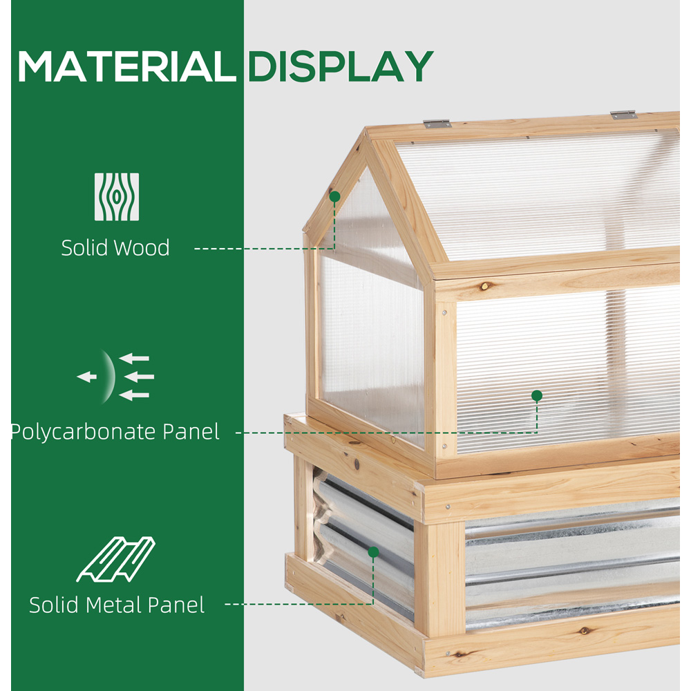 Outsunny 2 Part Natural 4 x 2ft Cold Frame Greenhouse with Raised Garden Bed Image 5