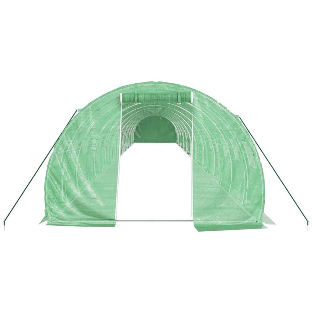 vidaXL Green Polyethylene Galvanised Steel Frame 65.6 x 9.8ft Greenhouse Image 3