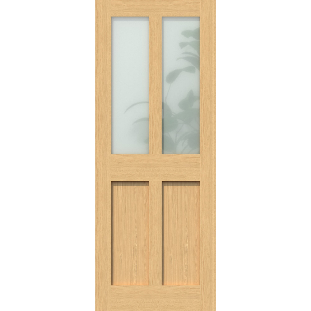 Green & Taylor Shaker Victorian Oak 2 Lite Frosted Glazed Internal Door 1981 x 686mm Image