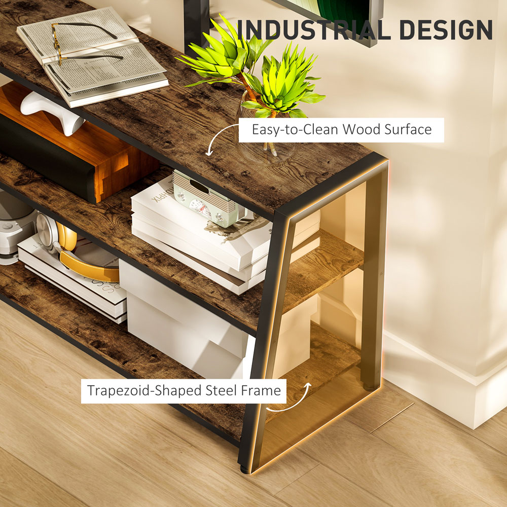 HOMCOM 3 Shelf Brown TV Stand with Swivel Bracket Image 6