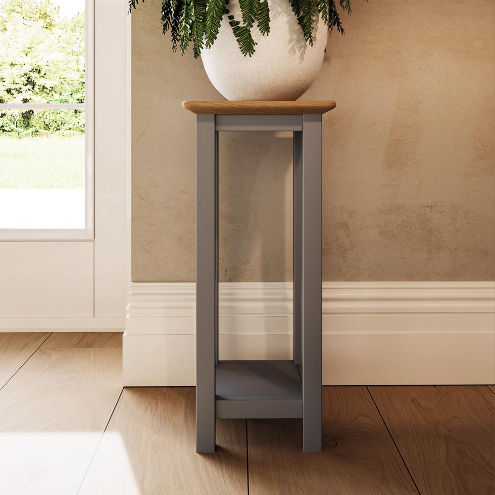 FWStyle Taberno Single Shelf Dove Grey and Oak Side Table Image 6