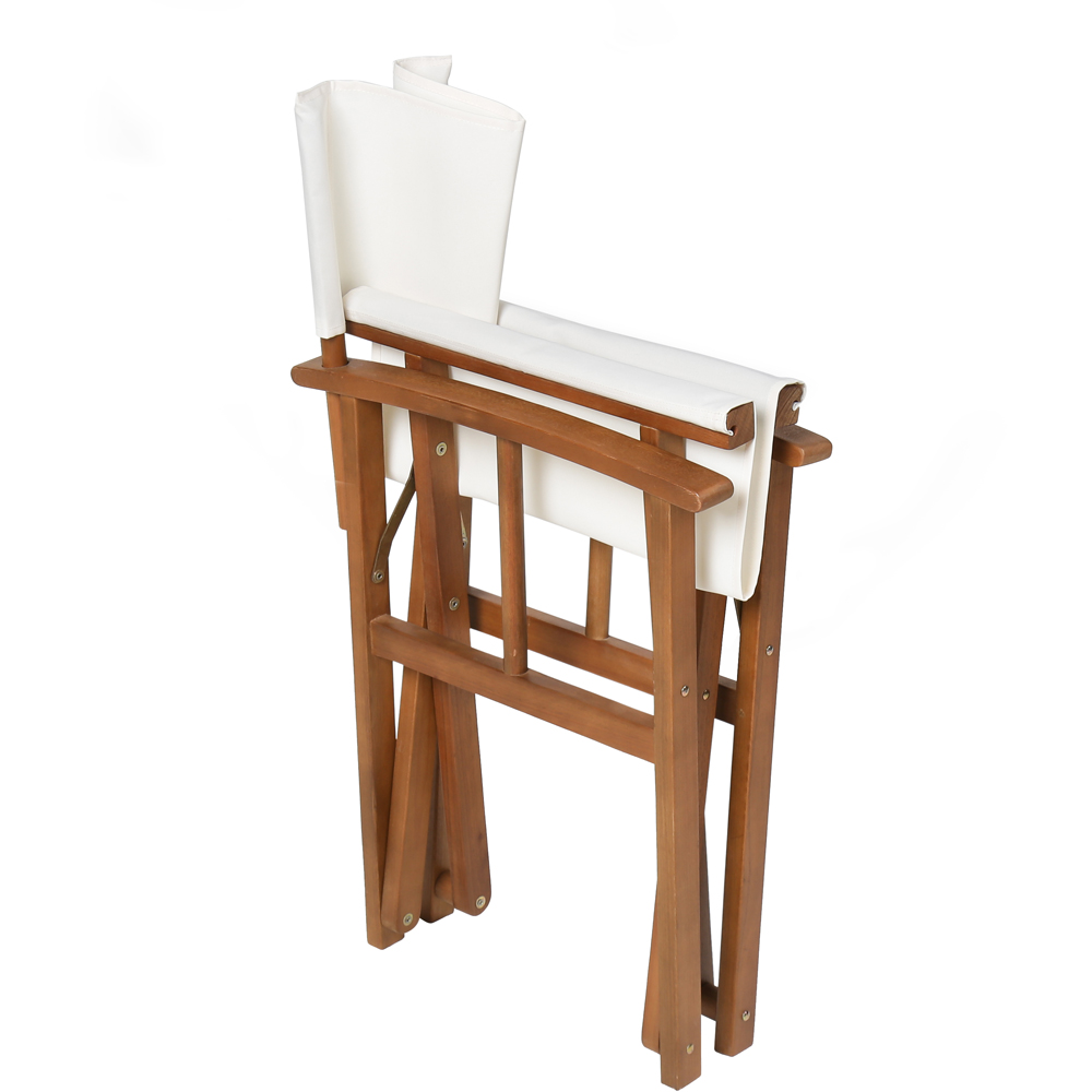 Charles Bentley Set of 2 Cream Wooden Foldable Directors Chair Image 6