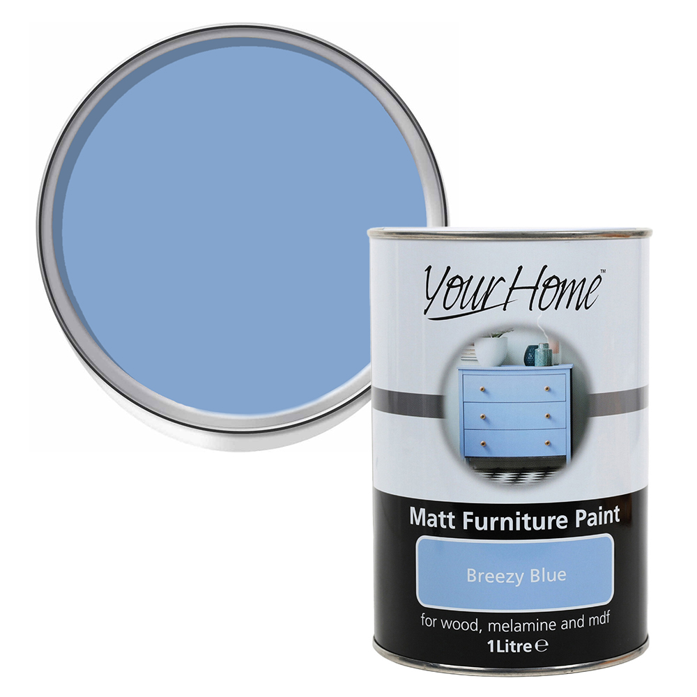 Your Home Breezy Blue Matt Furniture Paint 1L Image 1