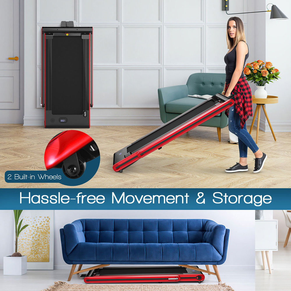Costway 2 in 1 Red Folding Under Desk Treadmill with Dual LED Display Image 6