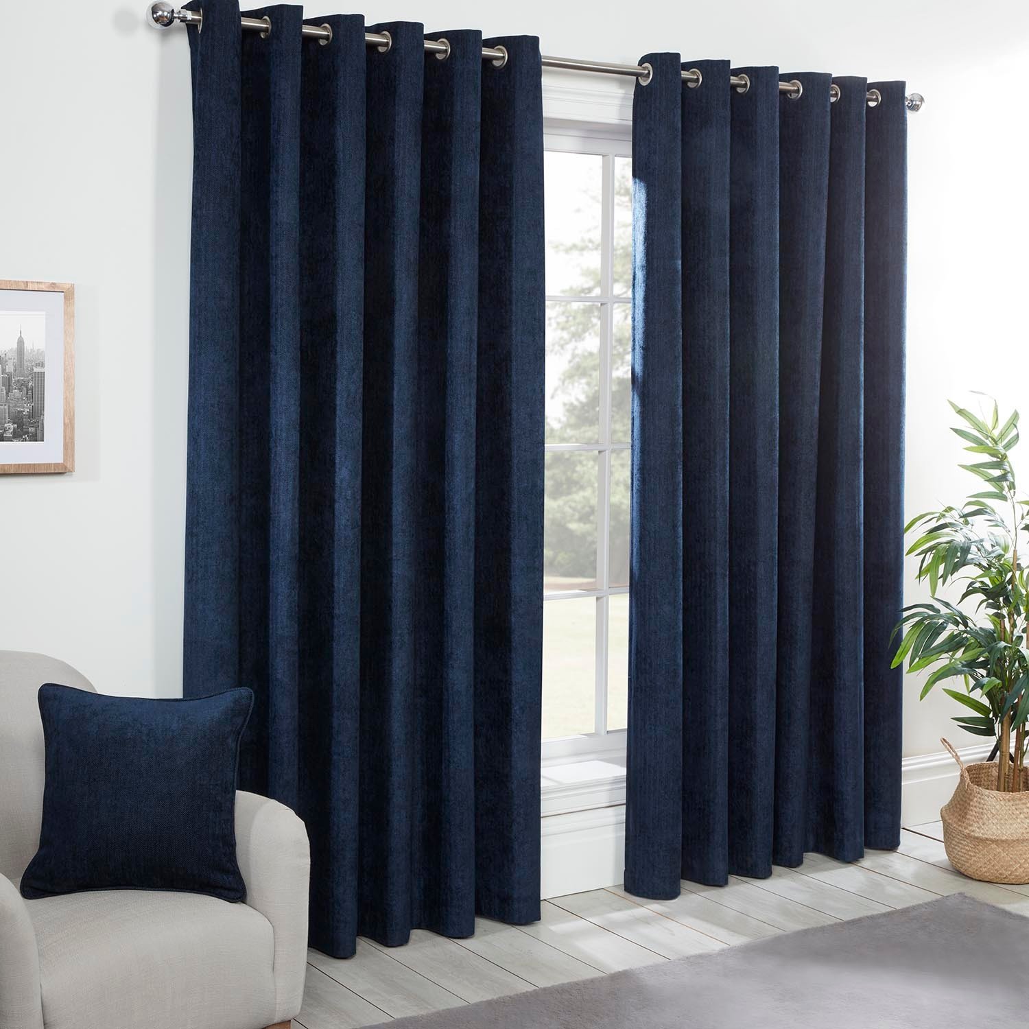 Divante Alden Navy Thermal Curtains 168cm Image 1