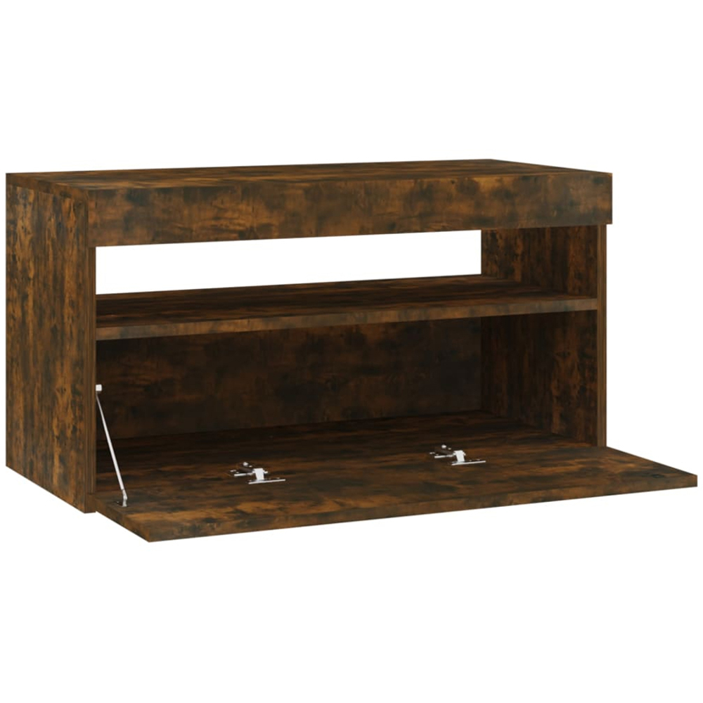 vidaXL Single Door Single Shelf Smoked Oak LED TV Cabinet Image 8