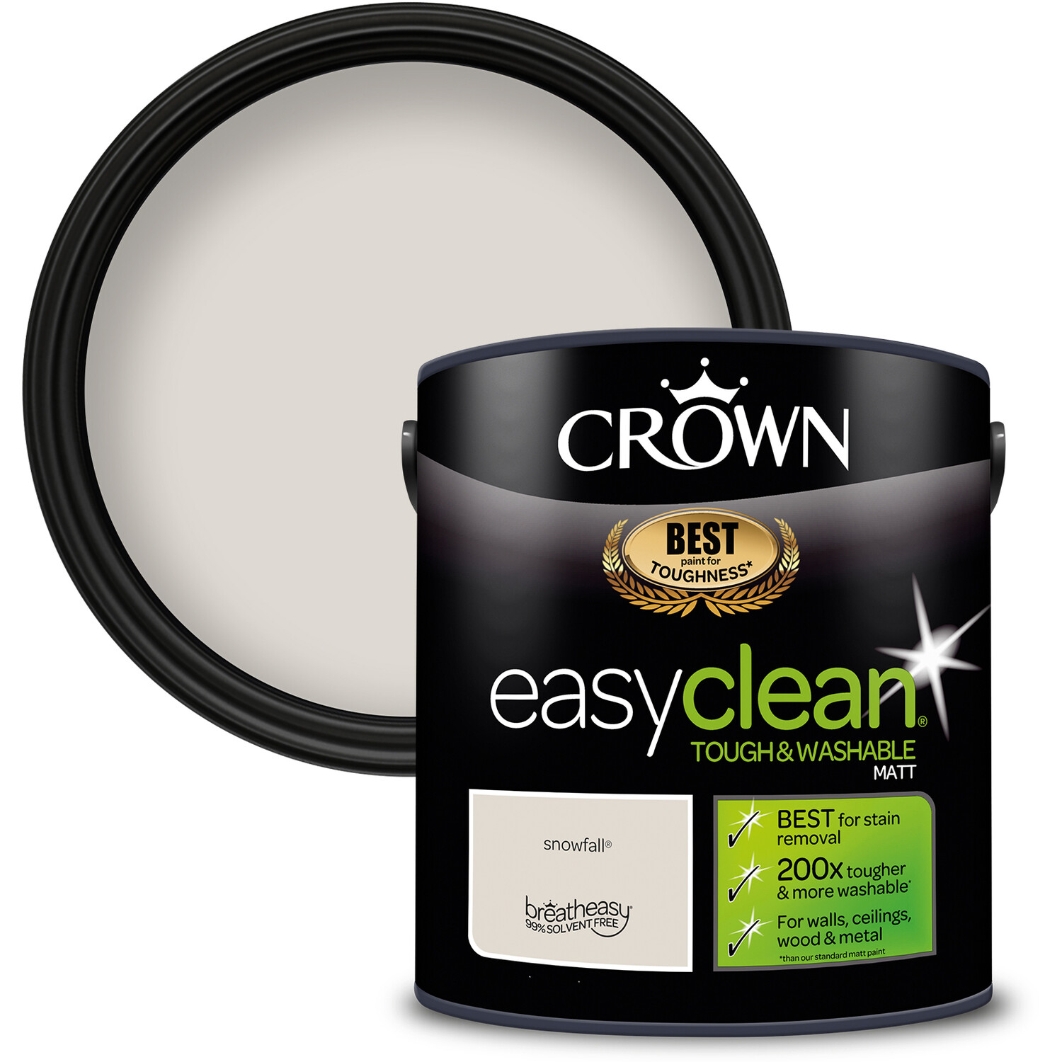 Crown Easyclean Snowfall Matt Emulsion Multisurface Paint 2.5L Image 1