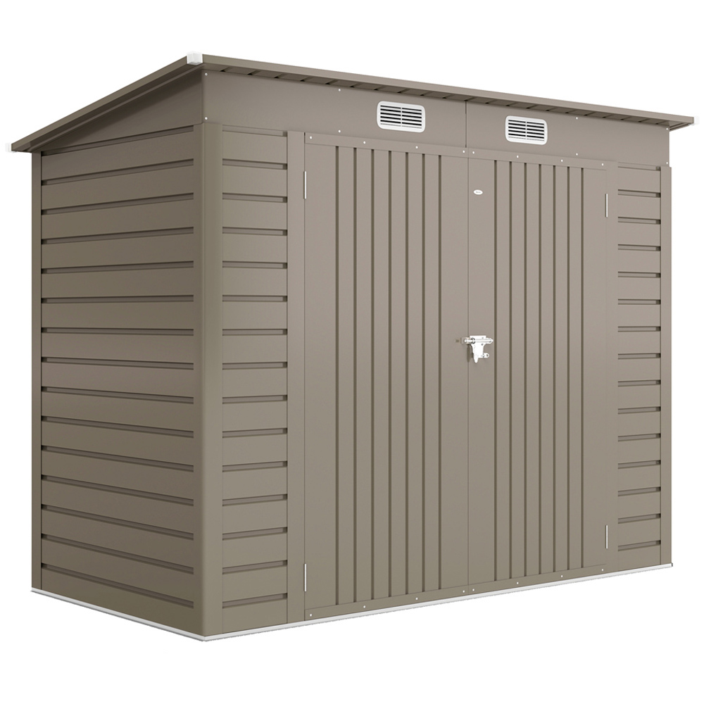Outsunny 8 x 4ft 2 Door Light Grey Metal Garden Storage Shed Image 1