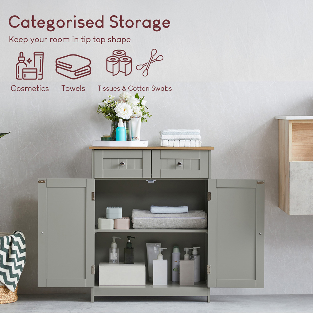BATH VIDA Priano 2 Door 2 Drawer Grey Floor Cabinet Image 5