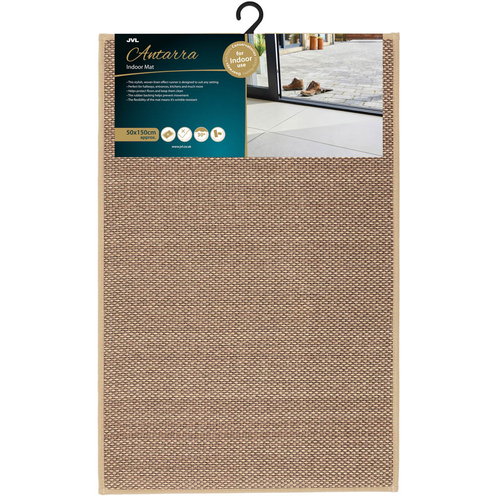 JVL Antarra Beige Rubber Backed Door Mat and Runner Set Image 4