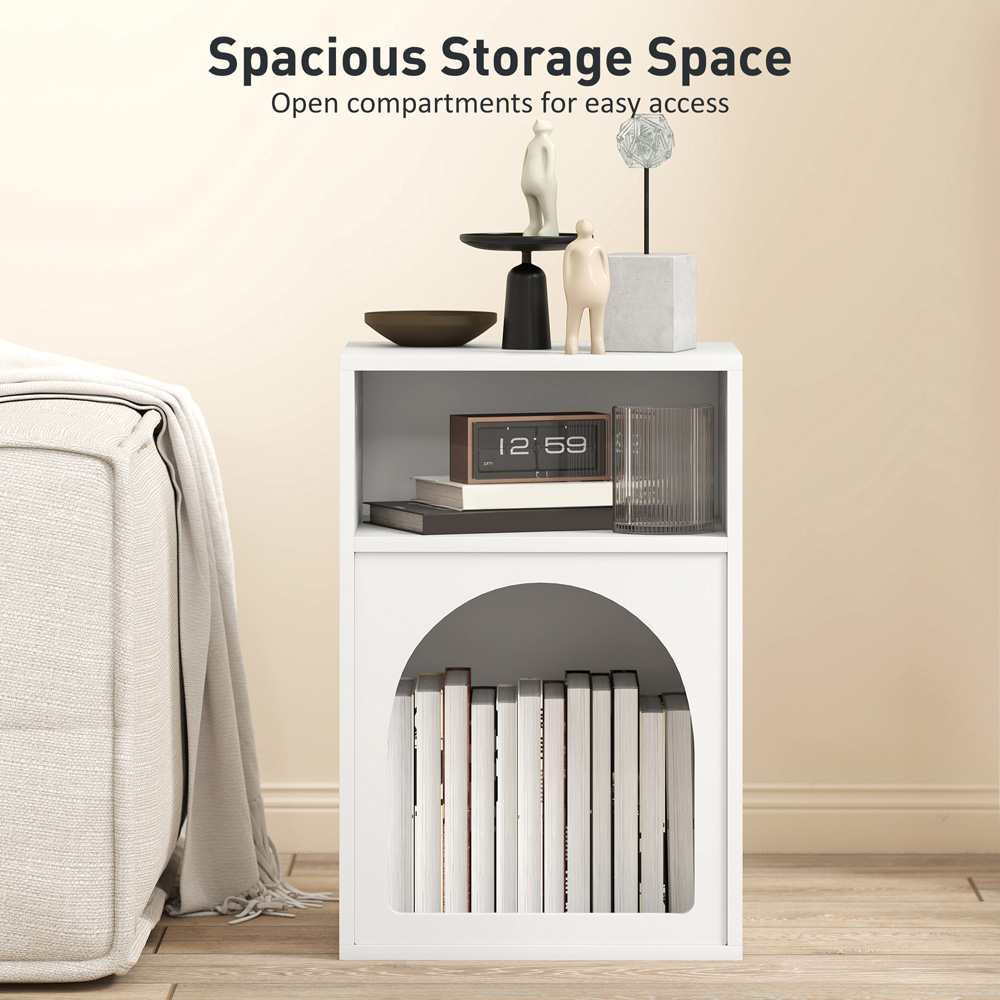 HOMCOM 2 Compartment White Bedside Table Image 8