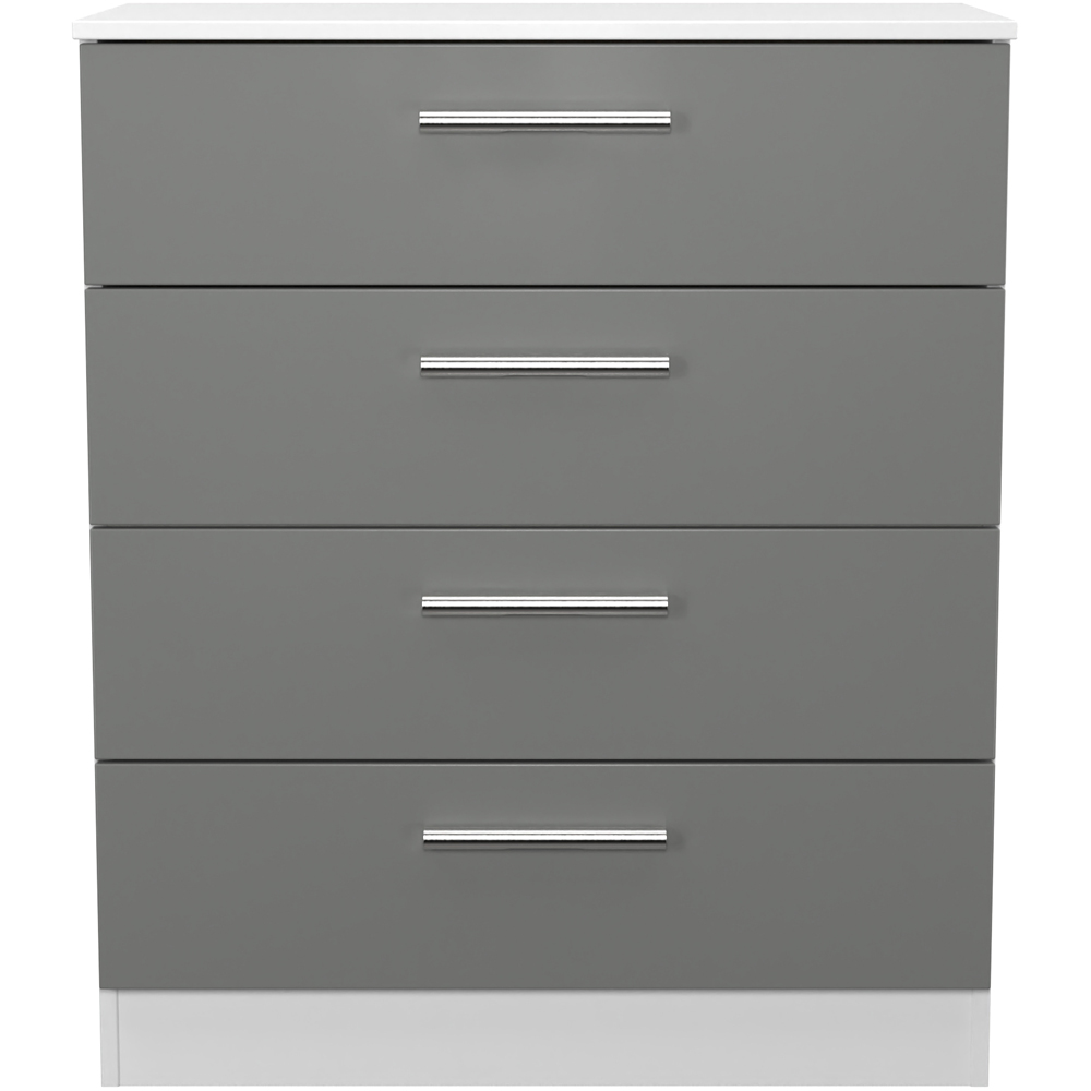 Crowndale Contrast 4 Drawer Dusk Grey and White Chest of Drawers Ready Assembled Image 3