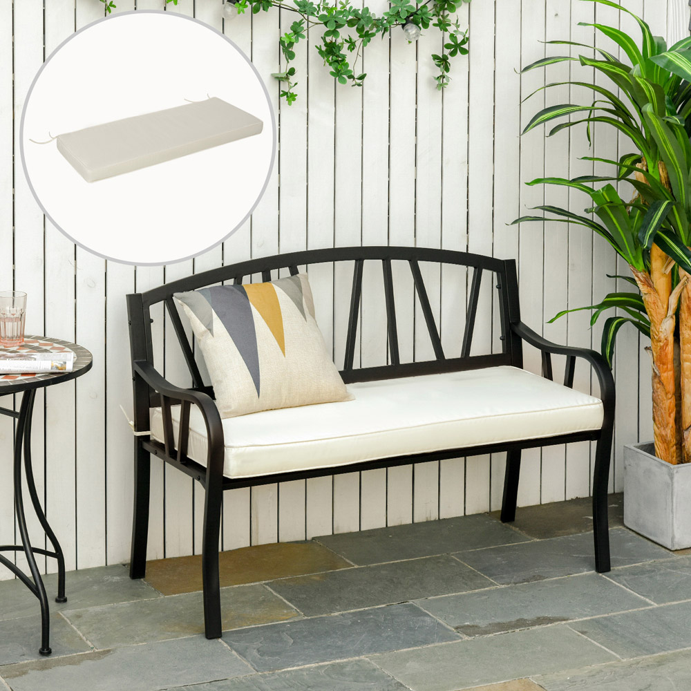 Outsunny 2 Seater Cream White Garden Bench Replacement Cushion 120 x 50cm Image 2