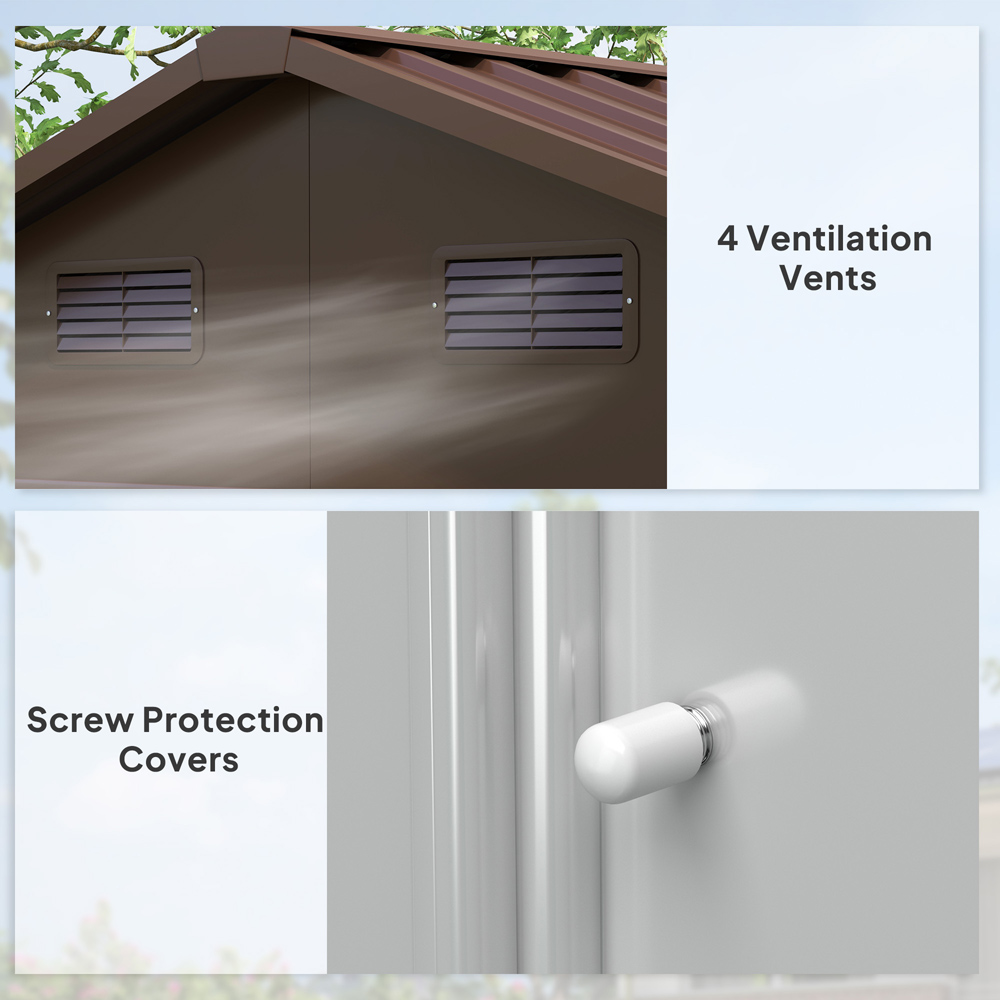 Outsunny 7.3 x 6ft Wood Effect Garden Storage Shed with Sliding Door Image 7