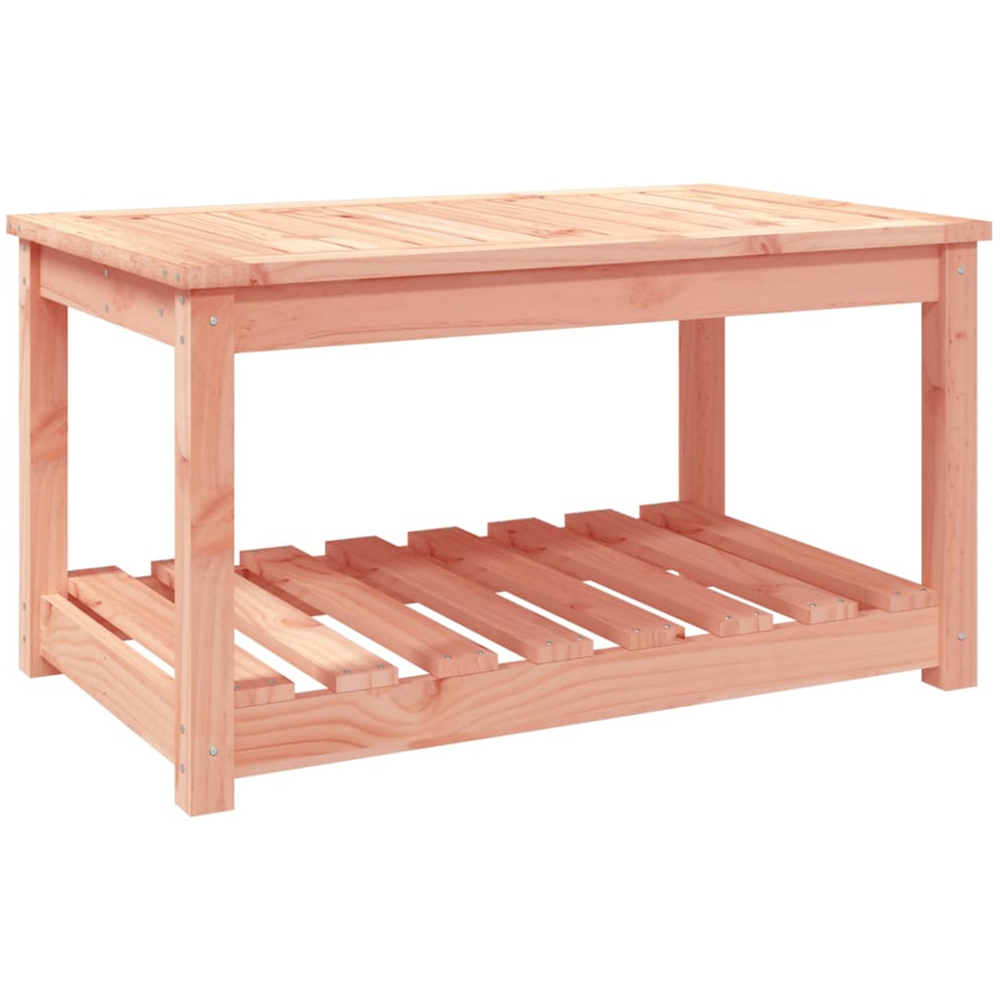 vidaXL Single Shelf Natural Solid Douglas Wood Slatted Garden Table 82.5 x 50.5cm Image 2