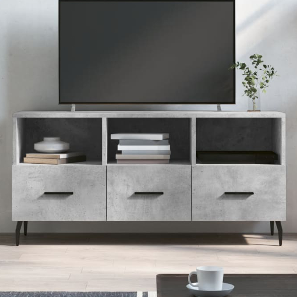 vidaXL 3 Drawer 3 Shelf Concrete Grey TV Cabinet Image 1