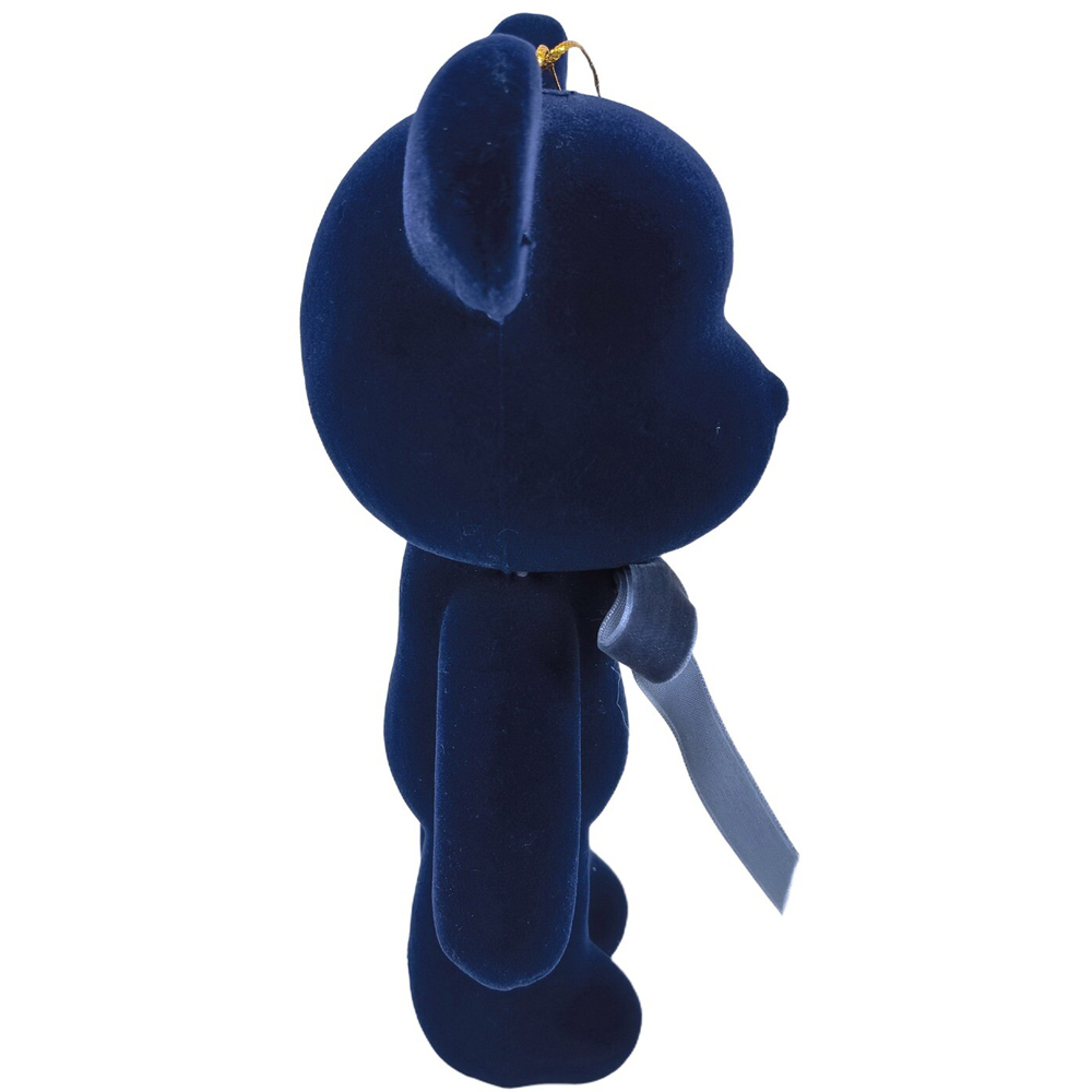 Flocked Bow Teddy Hanging Decoration Large Image 7