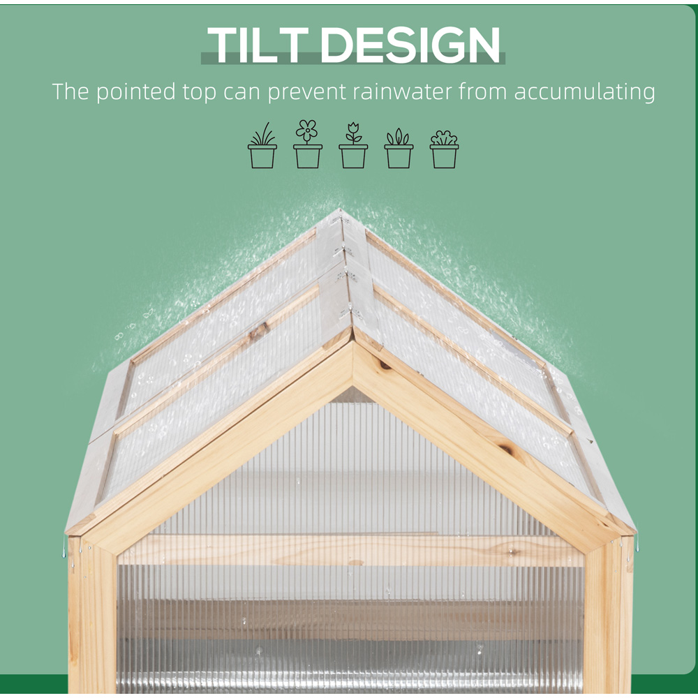 Outsunny 2 Part Natural 4 x 2ft Cold Frame Greenhouse with Raised Garden Bed Image 7