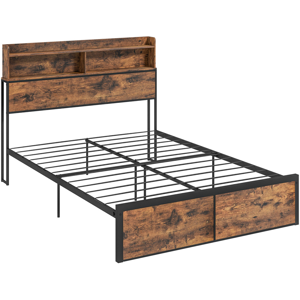 Portland Double Rustic Brown Industrial Style Steel Bed Frame with Headboard and Footboard Image 2