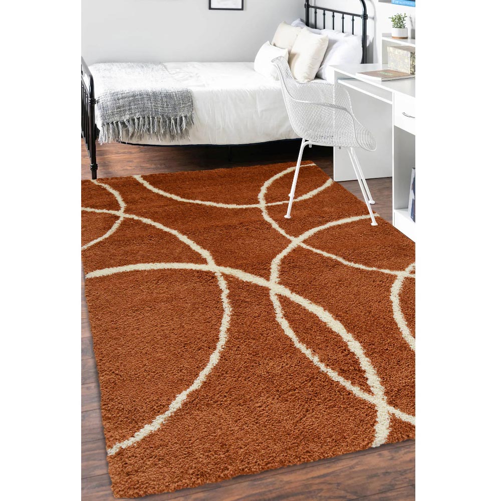 Homemaker Terracotta and Ivory Bubbles Snug Shaggy Rug 200 x 290cm Image 4