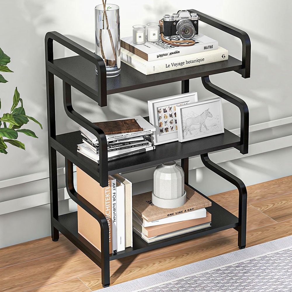 HOMCOM 3-TierBlack Storage Shelf Image 1