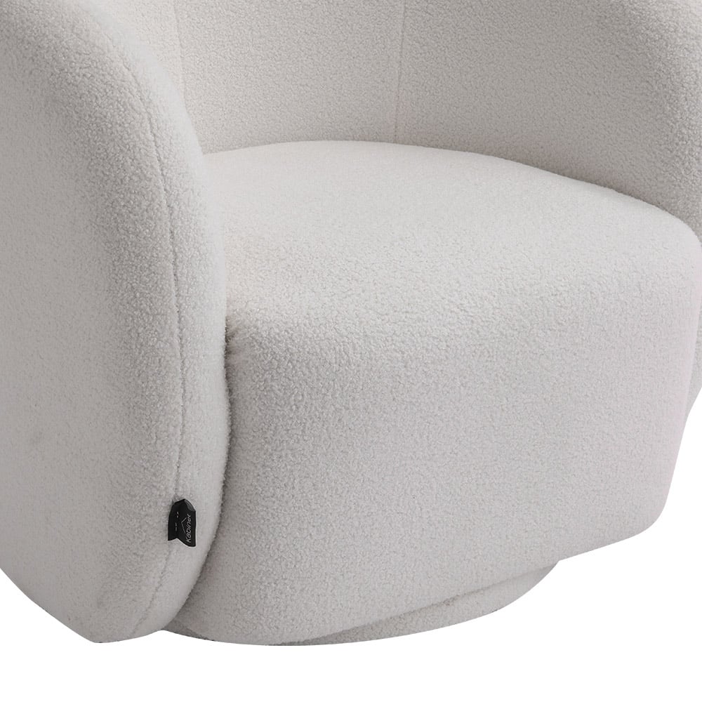 Living and Home White Teddy Fleece Swivel Upholstered Tub Chair Image 3
