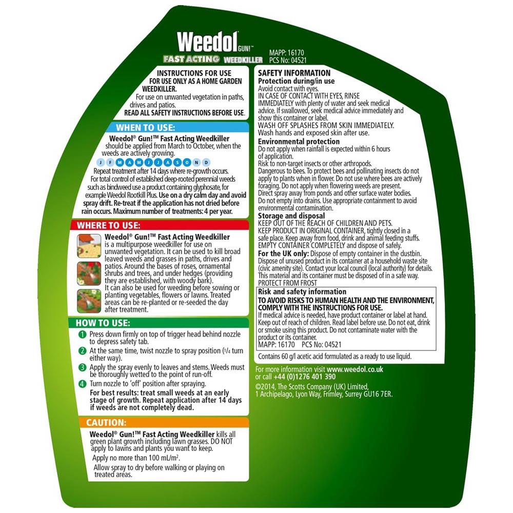 Weedol Gun Ready To Use Fast Act Weedkiller 1L Image 2