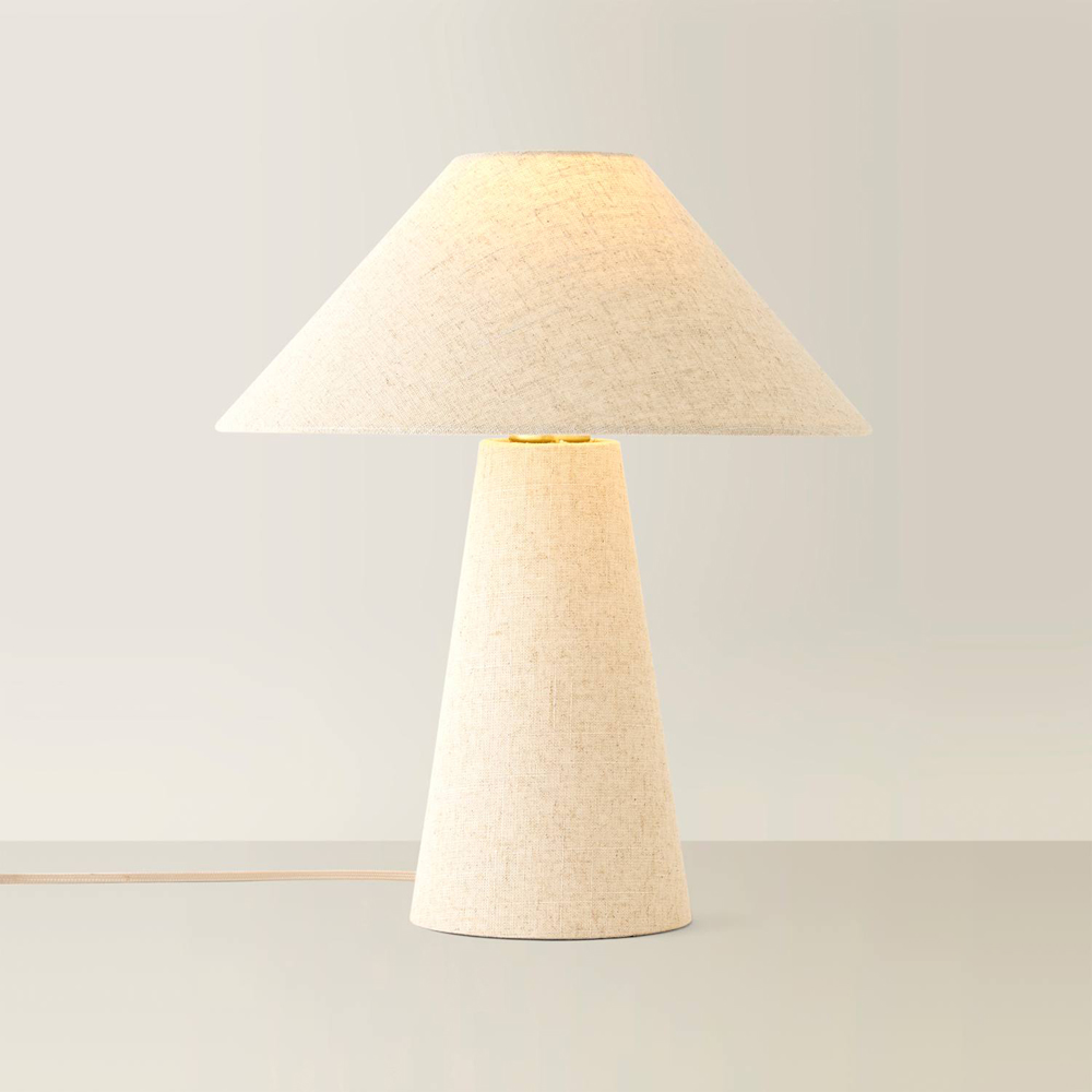 ValueLights Gigi Linen Tapered Full Fabric Conical Shade Table Lamp with Bulb Image 3