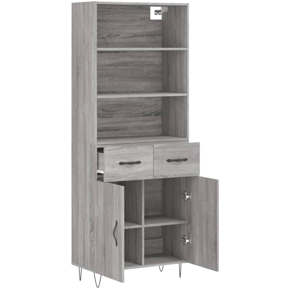 vidaXL 2 Door 2 Drawer 3 Shelf Grey Sonoma Highboard Image 4