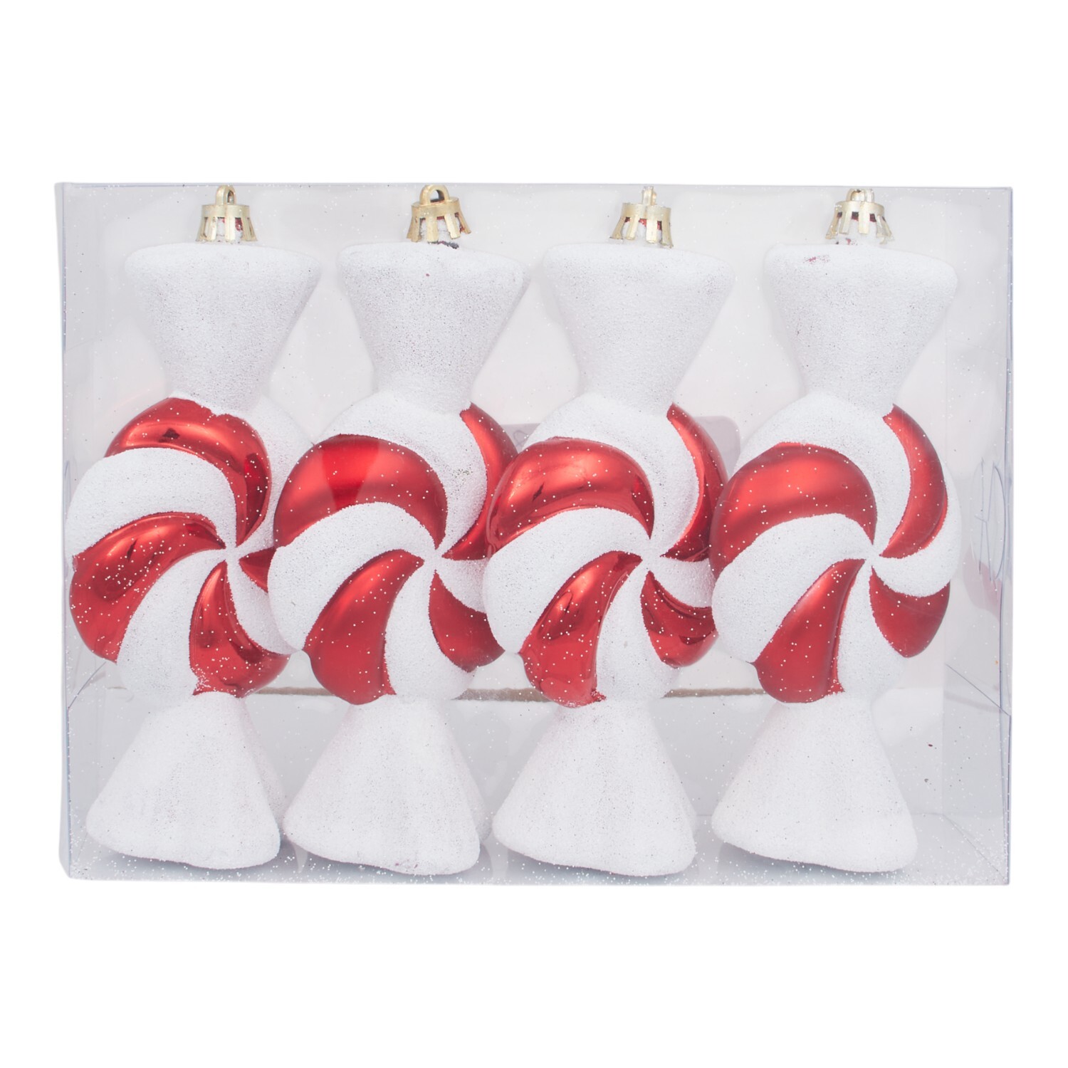 Set of 4 Candy Cane Sweets Hanging Decorations Red Image 2