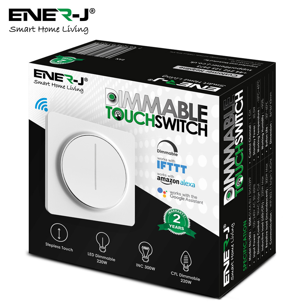 Ener-J White 1G Smart Dimmable Touch Switch Image 2