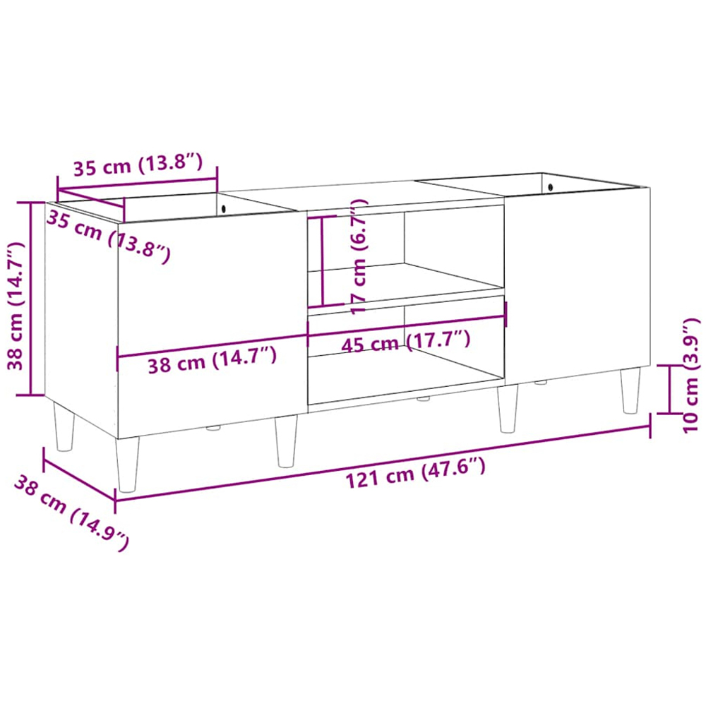 vidaXL 2 Shelf High Gloss White Record Cabinet Image 8