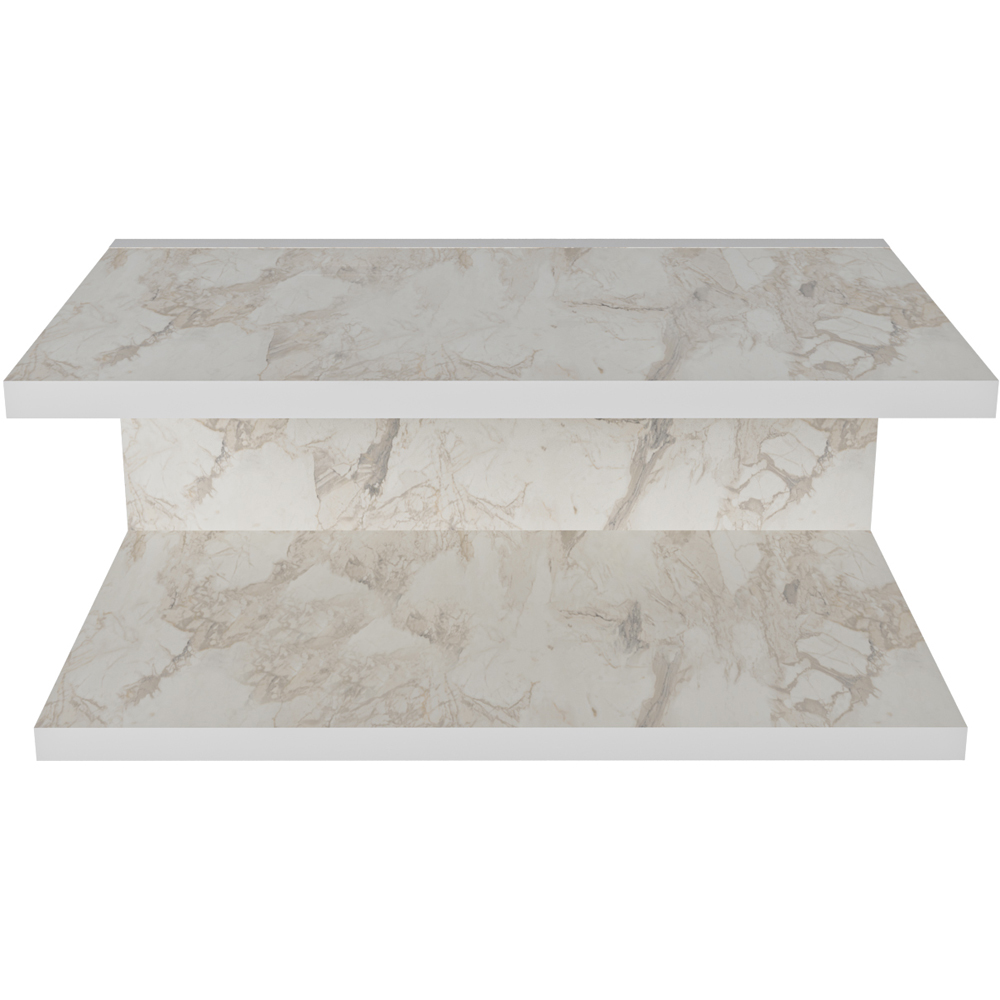 Decorotika Ramira 2 Shelf White Marble Effect Floating Bedside Table Image 2