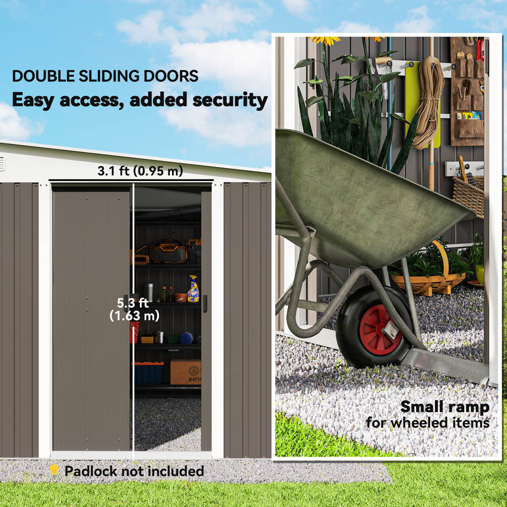 Outsunny 10.8 x 8.8ft Grey Metal Pent Garden Shed Image 5
