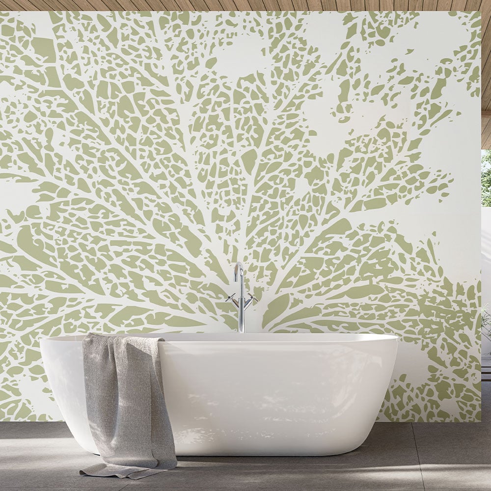 Origin Murals Skeleton Leaf Green Wall Mural Image 1