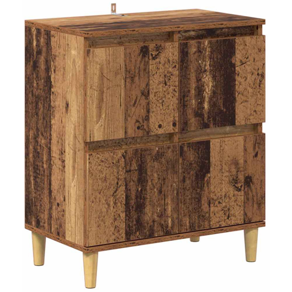 vidaXL 4 Door Old Wood Sideboard with Wooden Legs Set of 3 Image 4