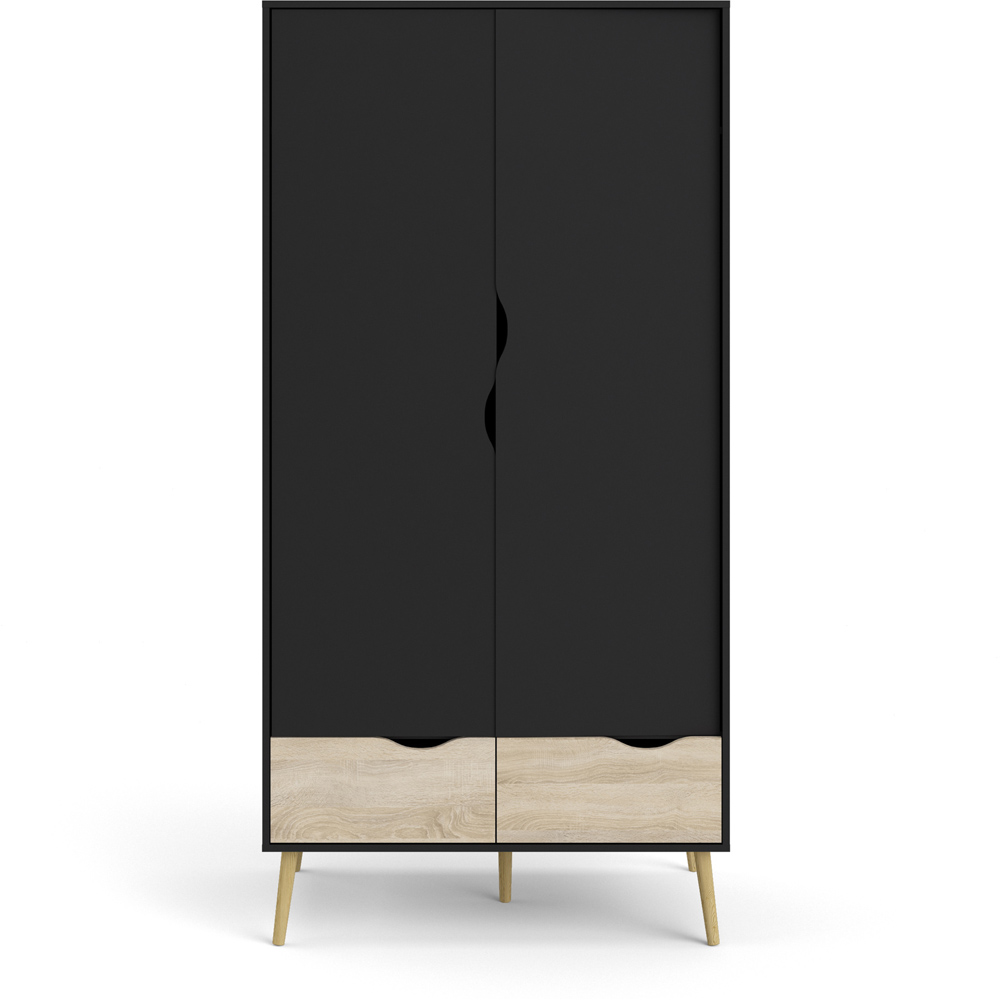 Florence 2 Door 2 Drawer Black and Oak Wardrobe Image 3