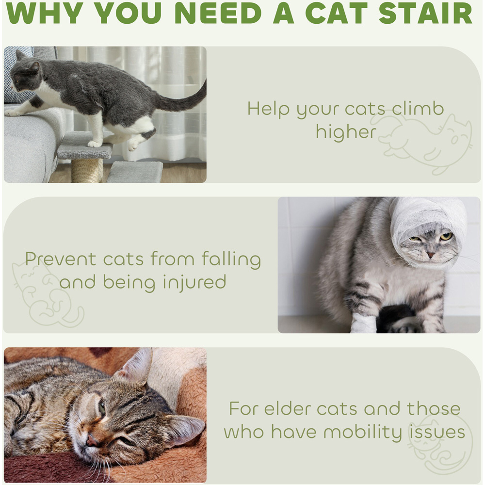 PawHut 3 Stair Lightweight Cat Steps Image 7