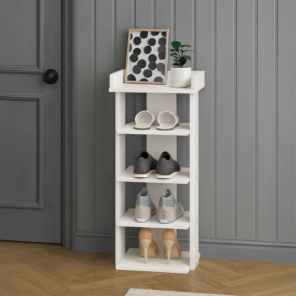 Neo 5 Shelf White Wooden Shoe Rack Image 4