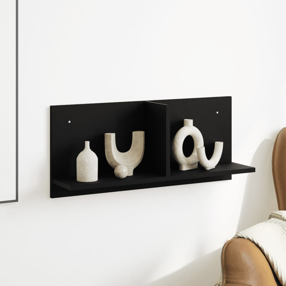 vidaXL 2 Shelf Black Wall Cabinet Image 2