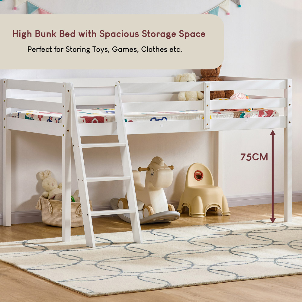 VIDA DESIGNS Sydney Single White Bunk Bed with Foam Mattress Image 3