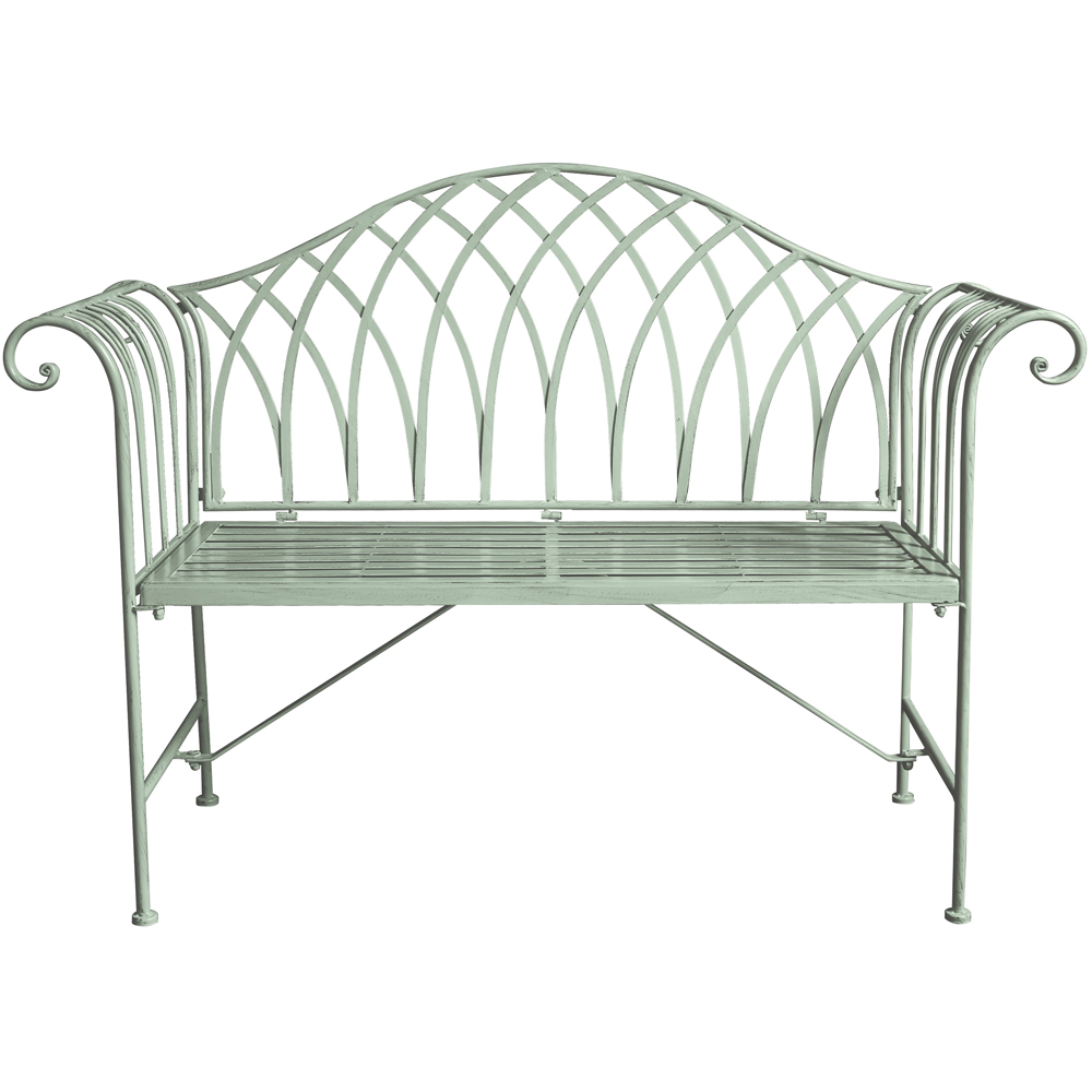 Garden Gear Wrought Iron Versailles Sage Green Garden Bench Image 2