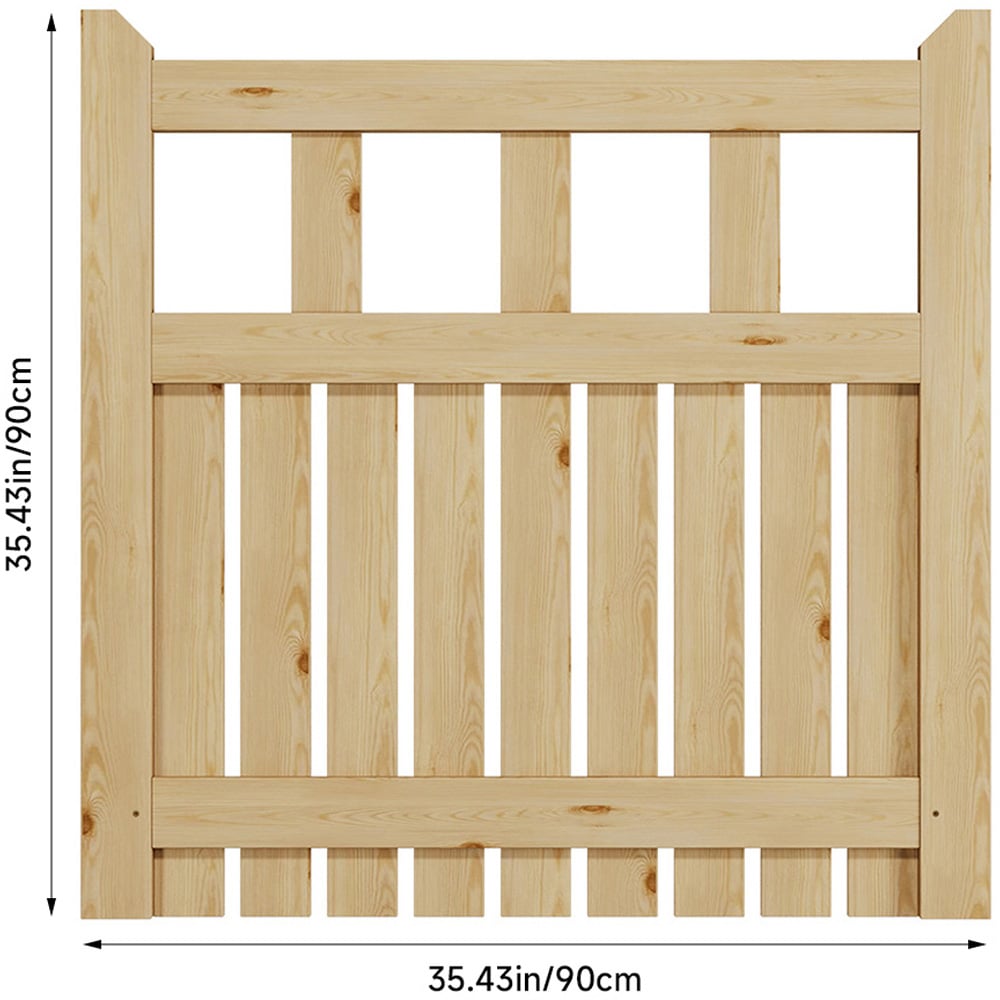 Outdoor Minimalist Nature Wooden Straight-Corner Garden Fence Door, 90 x 90 x 2.5cm Image 8