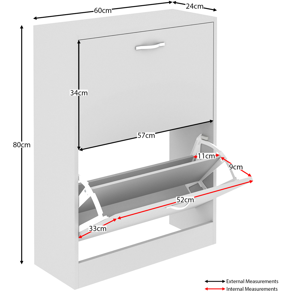 Vida Designs 2 Drawer White Shoe Cabinet Image 7