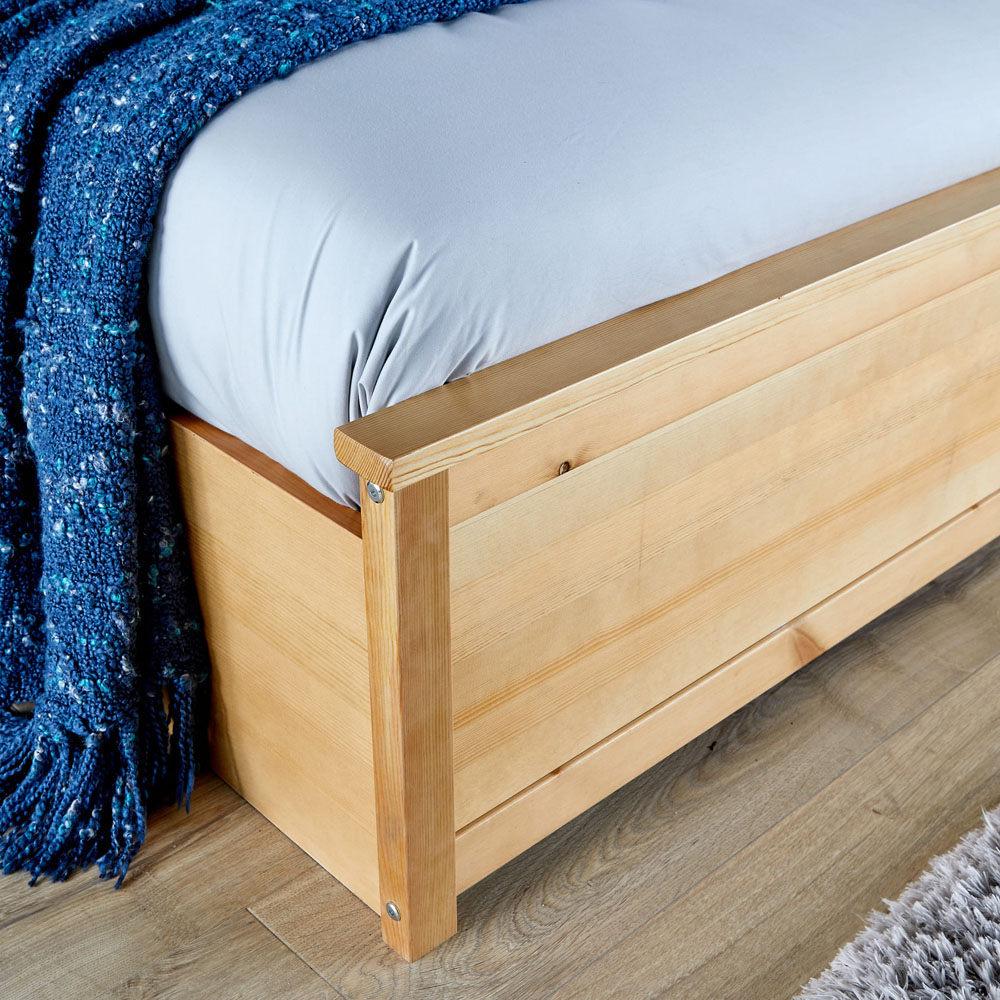 Home Source Double Oak Effect End Lift Ottoman Storage Bed Frame Image 4
