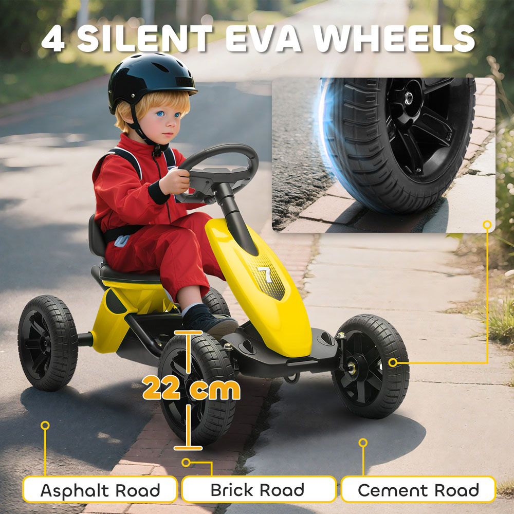 Tommy Toys Kids Pedal Go Kart with Silent EVA Wheels Yellow Image 6
